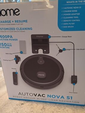 iHome AutoVac Nova S1 Robot Vacuum - Black and Blue Accents